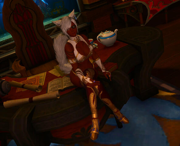 Sitting at her desk 1